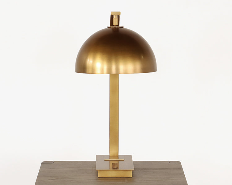 Brass Arch Neck Table Lamp w/ Swiveling Shade