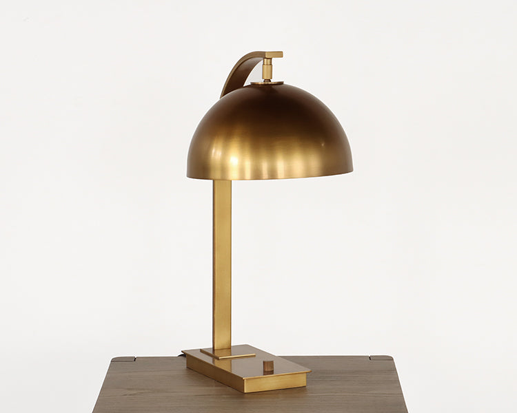 Brass Arch Neck Table Lamp w/ Swiveling Shade