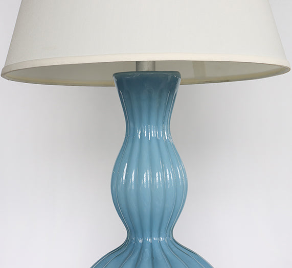 Powder Blue Glass Gourd Table Lamp