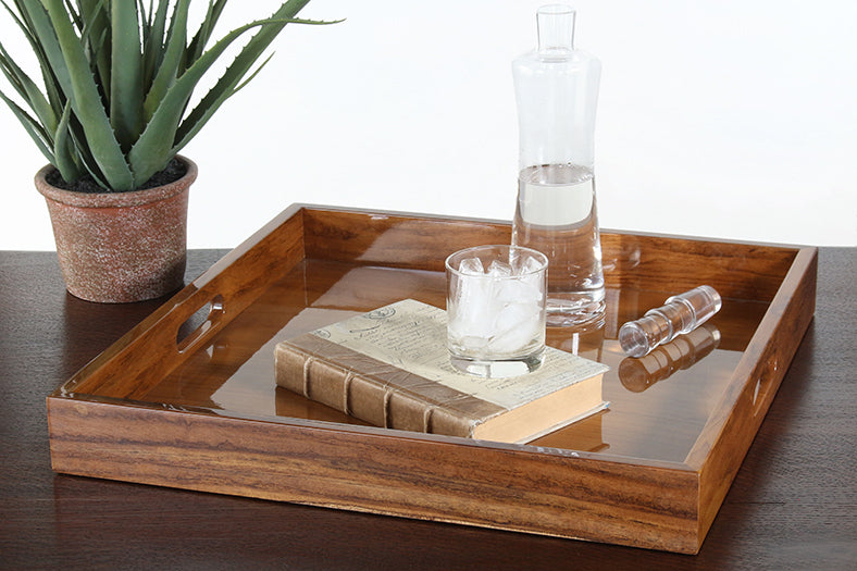 TRAY47 - Polished Teak Service Tray