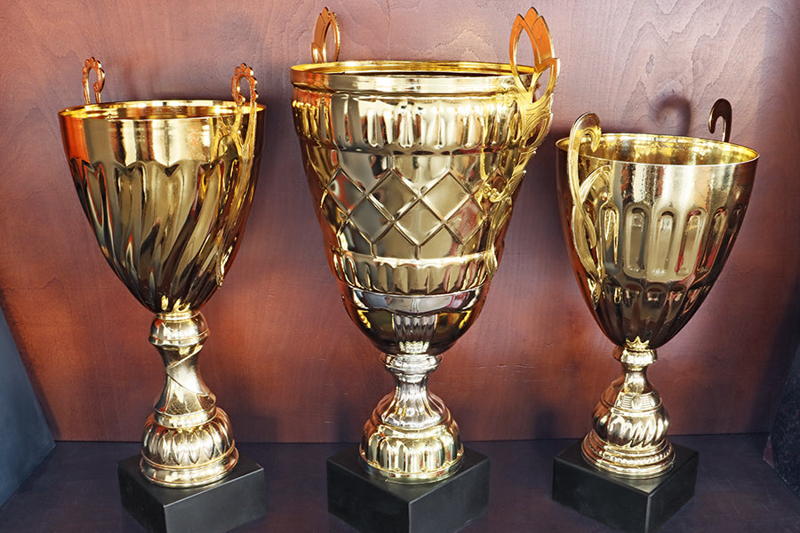Set of 3 Large Golden Cup Trophies