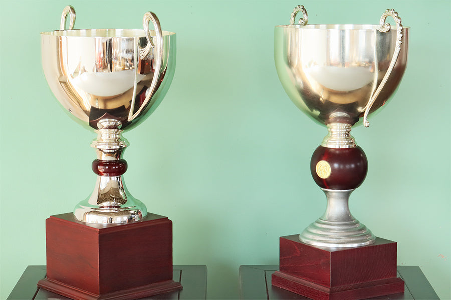 Set of 2 Large Silver Cup Trophies