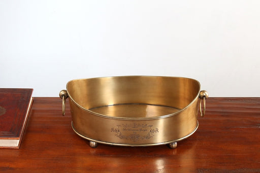 URN54 Antiqued Brass Oval Centerpiece Bowl 