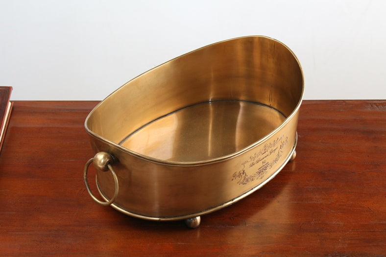 URN54 Antiqued Brass Oval Centerpiece Bowl 