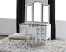 BH99 Acrylic and Nickel Vanity Bench With Cream Upholstery