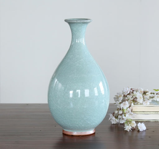 VASE195 Celedon Ice Crackle Vase
