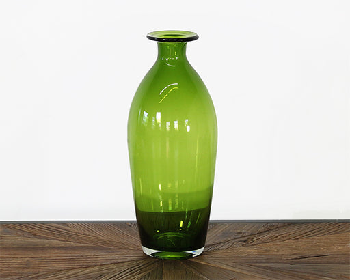VASE201- Narrow-Neck Tall Green Glass Vase