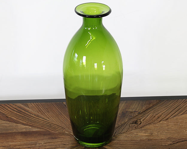 VASE201- Narrow-Neck Tall Green Glass Vase