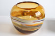 VASE236 Amber Glass Vase with Colored Stripes