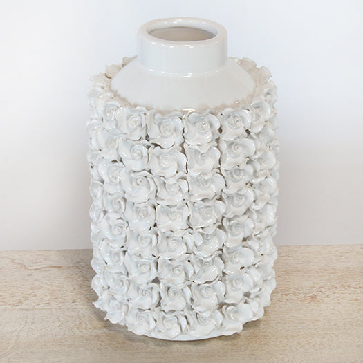 VASE279 - Small White Ceramic Floral Vase