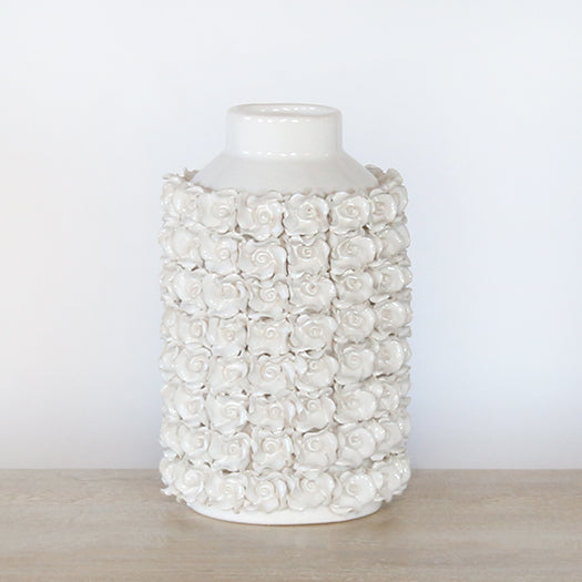 VASE279 - Small White Ceramic Floral Vase