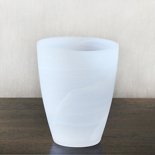 VASE289 - Small Matte Alabaster White Swirl Vase
