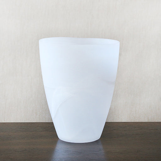 VASE290 - Large Matte Alabaster White Swirl Vase