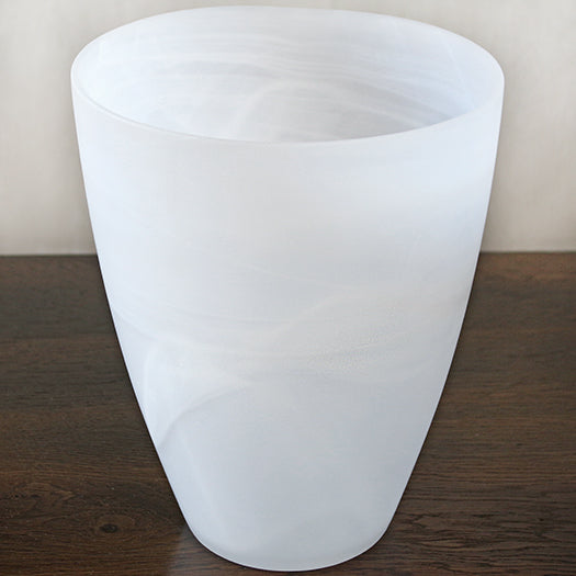 VASE290 - Large Matte Alabaster White Swirl Vase