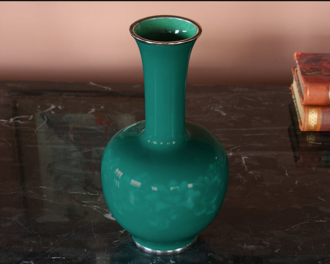 20th Century Japanese Silver Banded Bottle Vase
