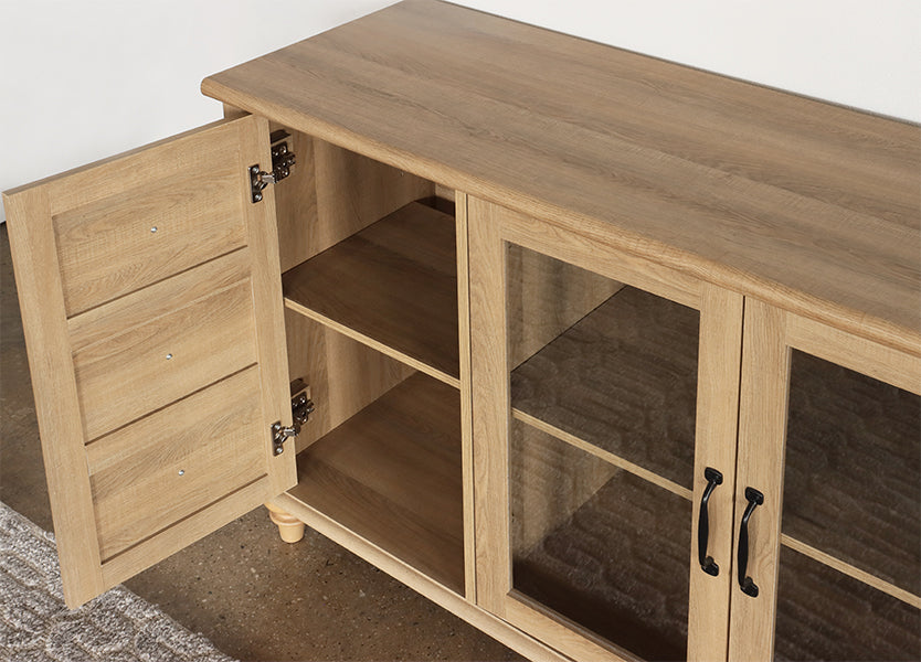 Oak Sideboard Cabinet w/ Glass Doors