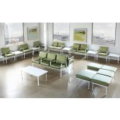 Green Single Waiting Room Chair With White Frame