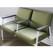 Green Double Waiting Room Chair W/ White Frame