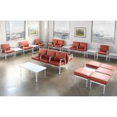 Orange Triple Waiting Room Chair W/ White Frame