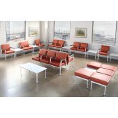 Orange Double Seat Waiting Room Bench W/ Table