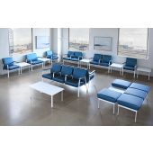 Blue Double Seat Waiting Room Bench W/ Table
