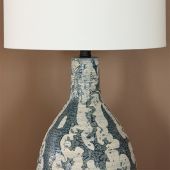 Blue And Cream Glazed Ceramic Table Lamp- Cleared