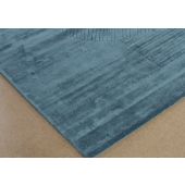 9' X 12' Blue Hand Knotted Geometric Carved Rug