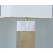 Matte Brass and White Marble Finish Table Lamp
