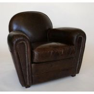 Paris Flea Market Cigar Brown Leather Chair