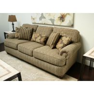 Pale Olive Tweed Rolled-Arm Sofa