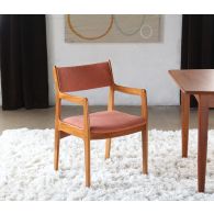 Danish Modern Arm Chair with Orange Upholstery