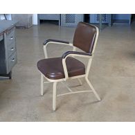Brown Vinyl Waiting Room Chair with Brown Arms