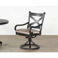  Black Metal Patio Arm Chair With Swivel Base 