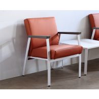 Orange Single Waiting Room Chair With White Frame