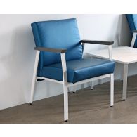 Blue Single Waiting Room Chair With White Frame