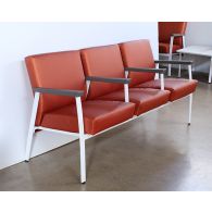Orange Triple Waiting Room Chair W/ White Frame
