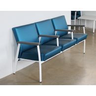 Blue Triple Waiting Room Chair W/ White Frame