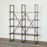 Modern Industrial Double Bookcase