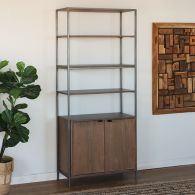 Auburn Poplar Modular Bookcase w/ Leather Pulls