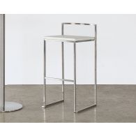White Leather and Chrome Bar Stool