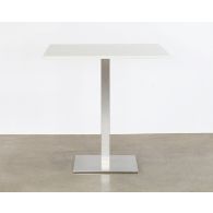 Square White Top Bar Table W/Brushed Aluminum Base