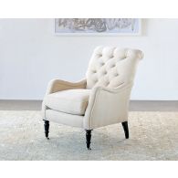Tightback Tufted Club Chair in Linato Cream