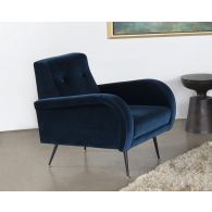Midnight Blue Occasional Chair with Black Steel Legs 