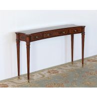 Flame Walnut Console Table With Tapered Legs