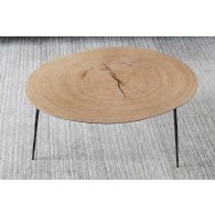 Tall White Oak Coffee Table with Forged Steel Legs