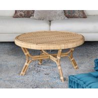 Round Coffee Table In Natural Rattan
