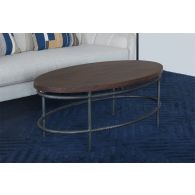 Oval Mango Wood Top Coffee Table With Iron Base