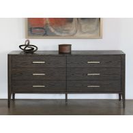 Sable Brown 6 Drawer Dresser With Brass Pulls