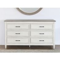 Antique White 6 Drawer Dresser With Wood Top