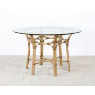 Rattan Dining Table W/48" Round Glass Top